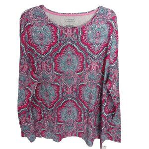 Talbots Multicolor Paisley Long Sleeve Scoop Neck Plus Size Top SZ 3XL